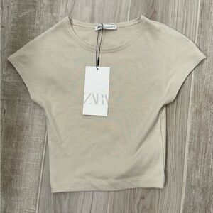 Zara Tan Cropped Shirt